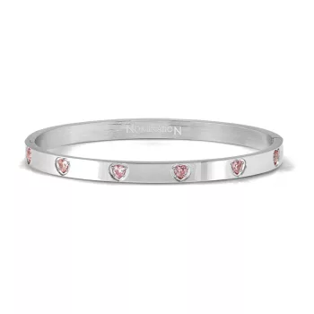   Nomination Pretty Bangles Satinshine 029528/29/30/002 Silver With Pink Cz Hearts női karperec 029529-002