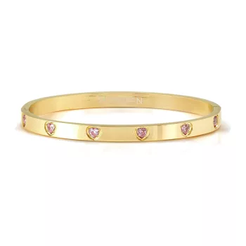   Nomination Pretty Bangles Satinshine 029528/29/30/021 Gold With Pink Cz Hearts női karperec 029529-021