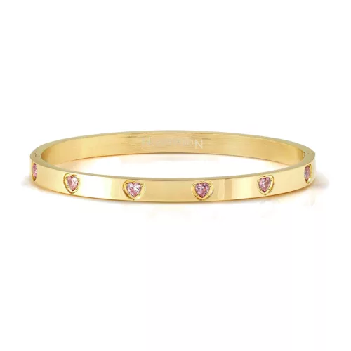 Nomination Pretty Bangles Satinshine 029528/29/30/021 Gold With Pink Cz Hearts női karperec 029529-021