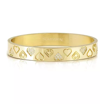   Nomination Pretty Bangles Satinshine 029540/41/42/006 Gold Hearts With White Cz női karperec 029541-006