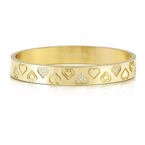 Nomination Pretty Bangles Satinshine 029540/41/42/006 Gold Hearts With White Cz női karperec 029541-006