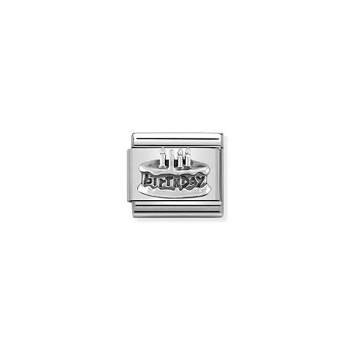 COMPOSABLE Classic OXIDIZED SYMBOLS ezüst charm Birthday cake