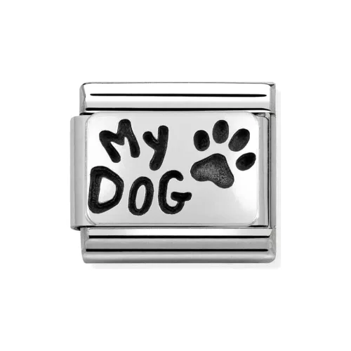 COMPOSABLE Classic PLATES OXIDIZED ezüst charm My Dog
