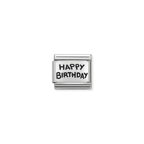COMPOSABLE Classic PLATES OXIDIZED ezüst charm Happy Birthday