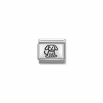 COMPOSABLE Classic OXYDISED PLATES ezüst charm Family Dog 