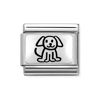 COMPOSABLE Classic OXYDISED PLATES ezüst charm Family Dog 