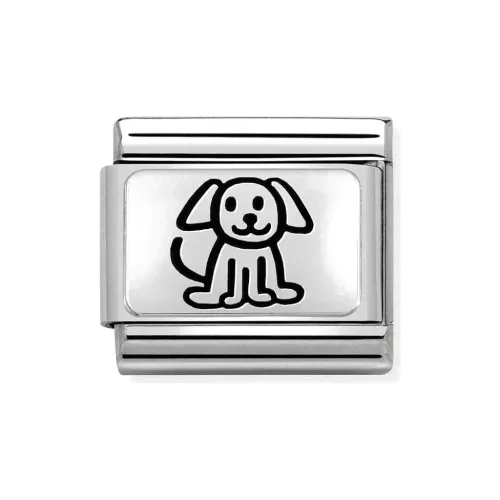 COMPOSABLE Classic OXYDISED PLATES ezüst charm Family Dog 