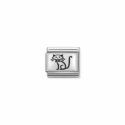 COMPOSABLE Classic OXYDISED PLATES ezüst charm Family Cat