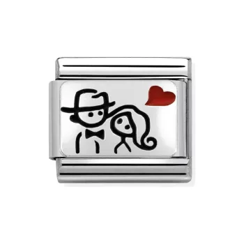 COMPOSABLE CL OXIDIZED PLATES ezüst charm Couple