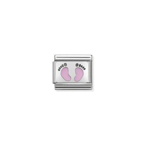 COMPOSABLE CL OXIDIZED PLATES ezüst charm Pink Footprints