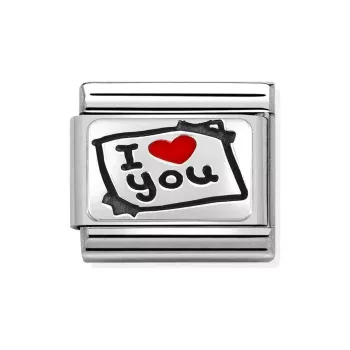 COMPOSABLE CL OXIDIZED PLATES ezüst charm I Love You 