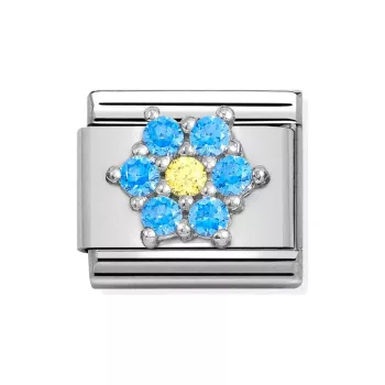 COMPOSABLE CL SYMBOLS ezüst charm Blue-White Flower