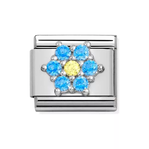 COMPOSABLE CL SYMBOLS ezüst charm Blue-White Flower