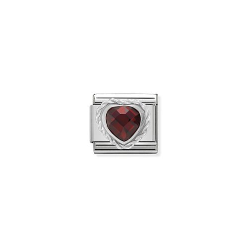 COMPOSABLE CL HEART FACETED ezüst charm Red