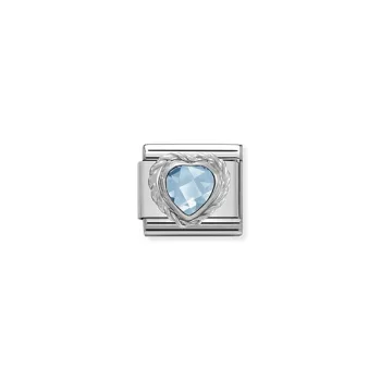 COMPOSABLE CL HEART FACETED ezüst charm Light Blue