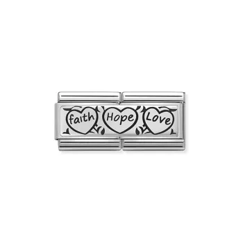   COMPOSABLE Classic DOUBLE ENGRAVED ezüst charm Faith Hope Love