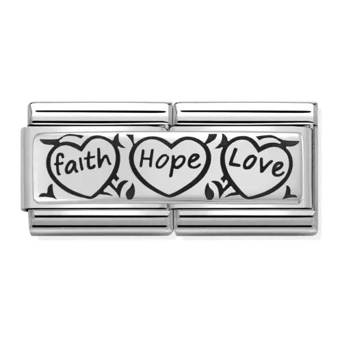 COMPOSABLE Classic DOUBLE ENGRAVED ezüst charm Faith Hope Love