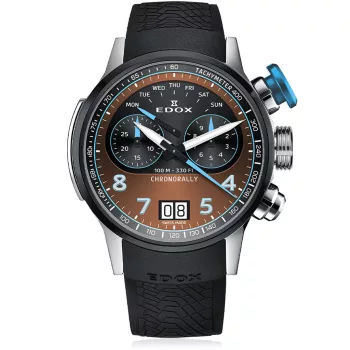Edox Chronorally Chronograph karóra 38003-TINBU-BRNBU