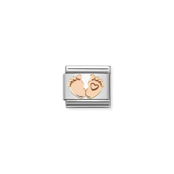   COMPOSABLE Classic SYMBOLS ezüst charm rosegold Feet with Heart