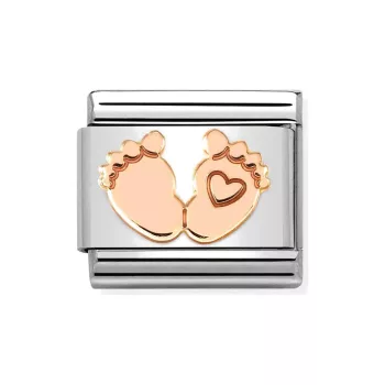   COMPOSABLE Classic SYMBOLS ezüst charm rosegold Feet with Heart
