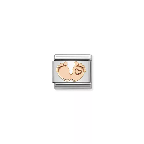 COMPOSABLE Classic SYMBOLS ezüst charm rosegold Feet with Heart