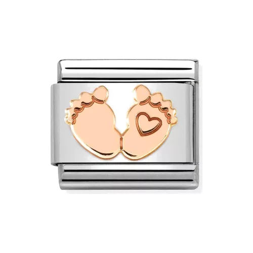 COMPOSABLE Classic SYMBOLS ezüst charm rosegold Feet with Heart