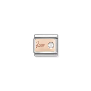   COMPOSABLE Classic STONE of MONTH rosegold charm June White Pearl 